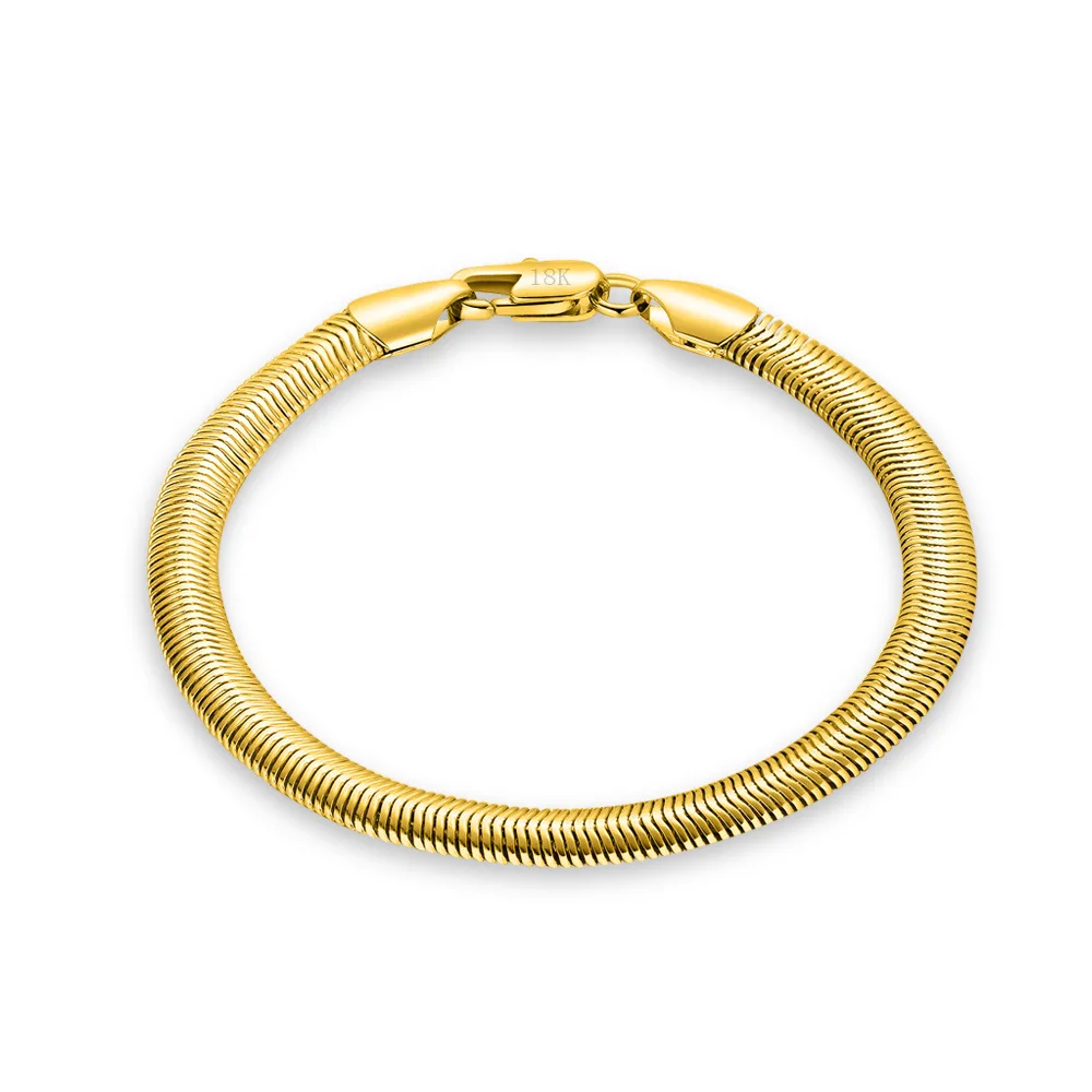 6mm Flat Snake Chain Bracelet Gold color Bracelets & Bangles For Women Jewelry Bileklik Pulseira