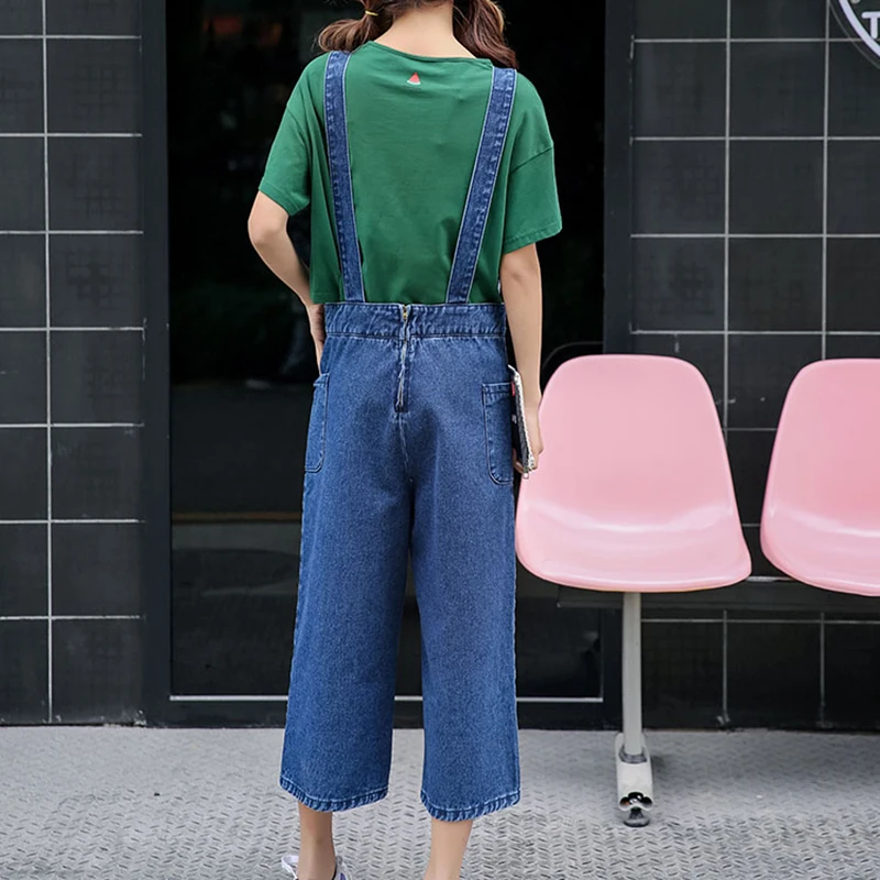 Новые Осенние Комбинезоны Джинсы для женщин ремень джинсы до щиколотки брюки милый Повседневный опрятный стильный джинсовый свободные широкие брюки