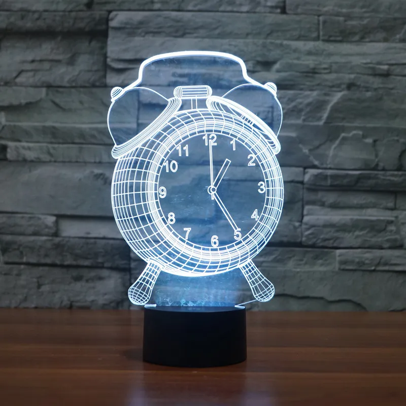 [Seven Neon]Free shipping clock Acrylic 7Colors Desk Lamp 3D Lamp