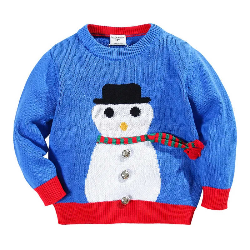Toddler boys sweater cartoon snowman knitted boys cardigan baby boys