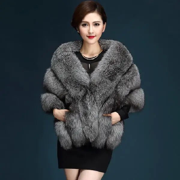 

2019 Latest Winter Faux Fur Coats luxury fox fur imitation mink fur poncho bridal shawl cape women vest fur coat DC820