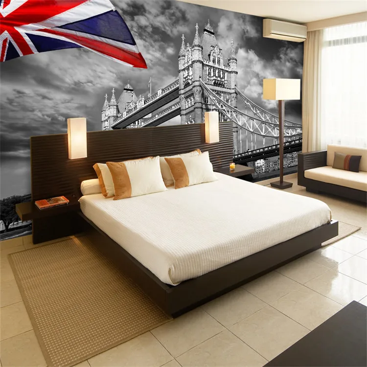 

London Parliament City Urban photo wallpaper Custom Wall Mural Vintage UK Flag Wallpaper Giant Art Room decor Bedroom Kid's Room