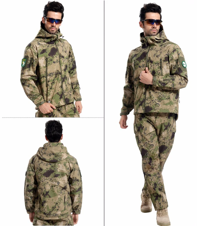 Мужская камуфляжная куртка зимняя тактическая в стиле милитари софтшелл