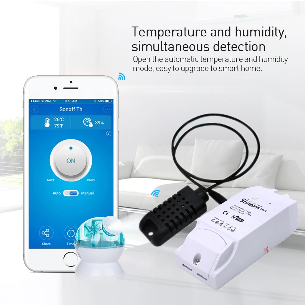 Wi Fi переключатель Itead Sonoff TH16 релейный модуль для автоматизации умного дома