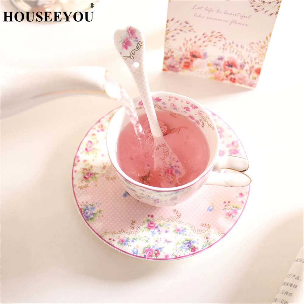 HOUSEEYOU британская костяная китайская чайная чашка с цветочным узором наборы