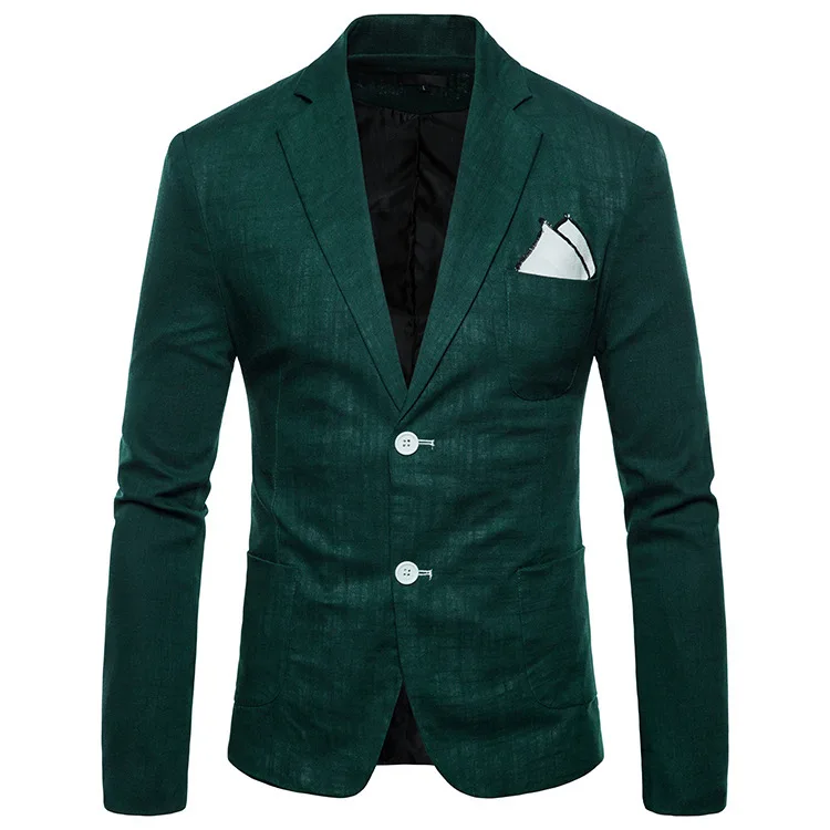 Cotton linen men's casual suit jacket amazon two-button European size men's 9-color blazers dropshipping dance wedding top coat