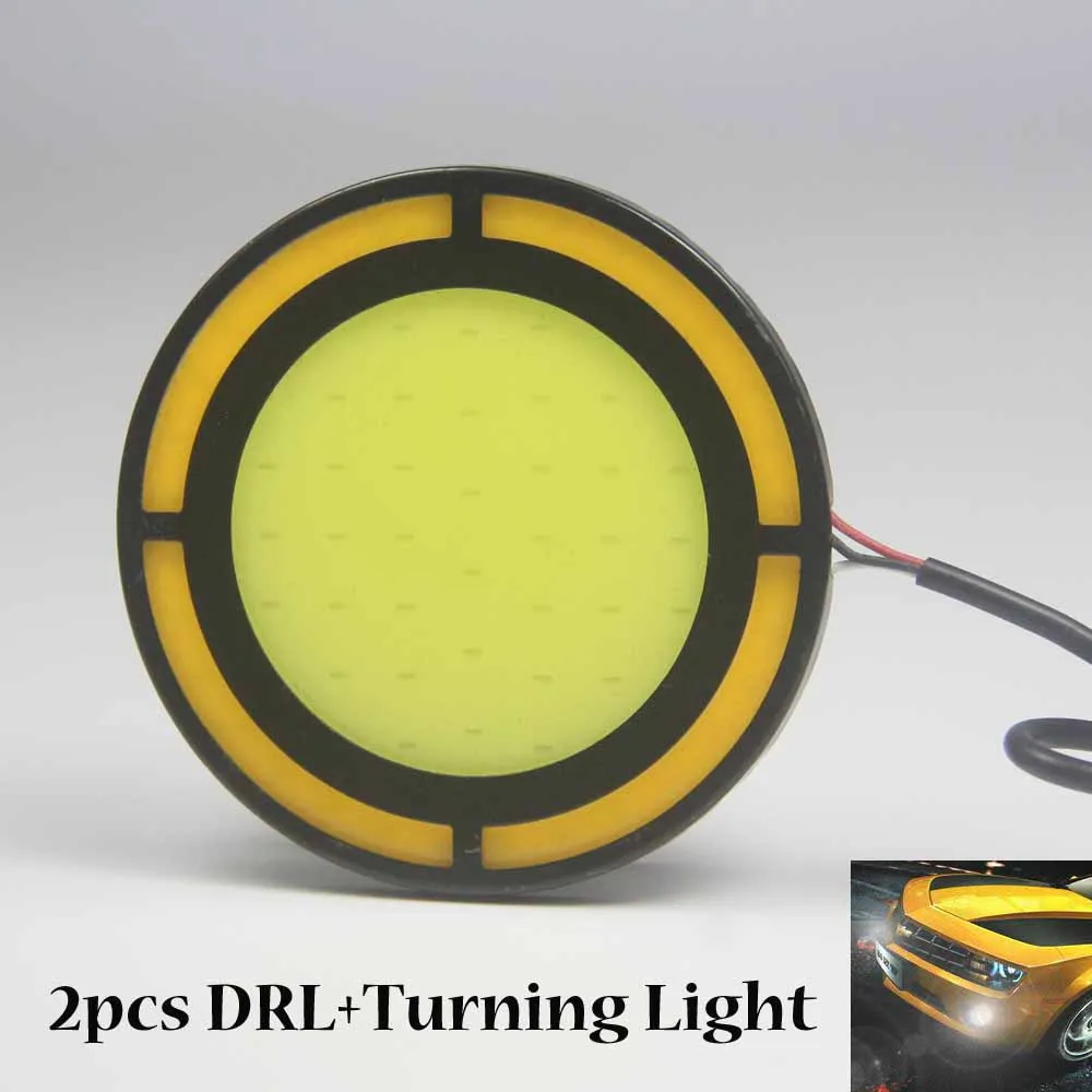 Check Price 2Pcs 73MM LED COB DRL Daytime Running Lights DC12V External
