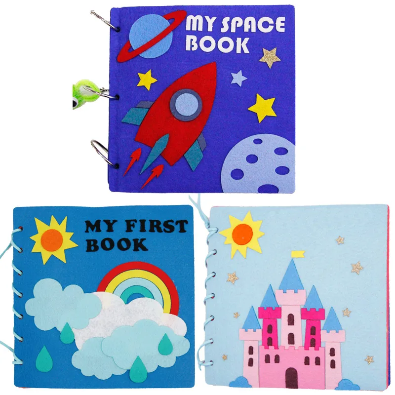 Koop 5 stijlen Mijn Eerste Boek Kids Rustig Doek Boek Baby Vroege Onderwijs Mom Naaien Montessori Verlichting Boeken Vilt DIY Pakket