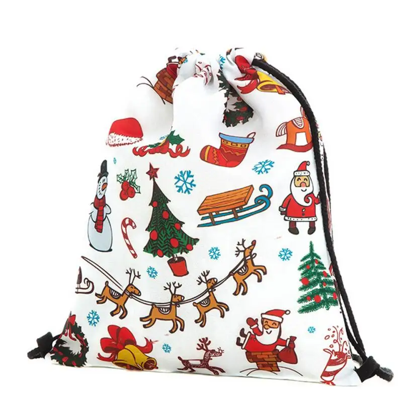 ISHOWTIENDA сумка на шнурке Милая женская сумка на шнурке Рождественская подарочная сумочка рюкзак для девочек маленький холщовый рюкзак для