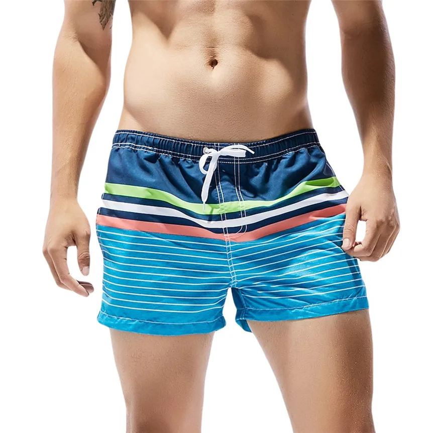 

Newly Design Mens Summer Blue Striped Breathable Beach Board Shorts Swimwear Bath Trunks 80425