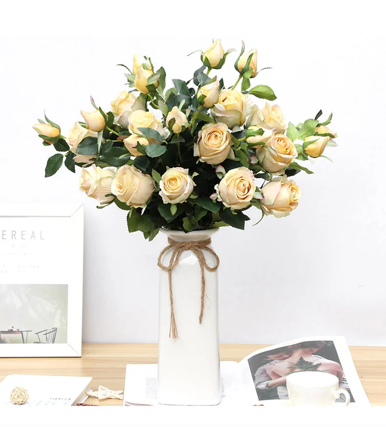 JAROWN Artificial Flowers Silk Rose Continental Retro Fake Flower Home Decoration Wedding DIY Decoration Flores (25)
