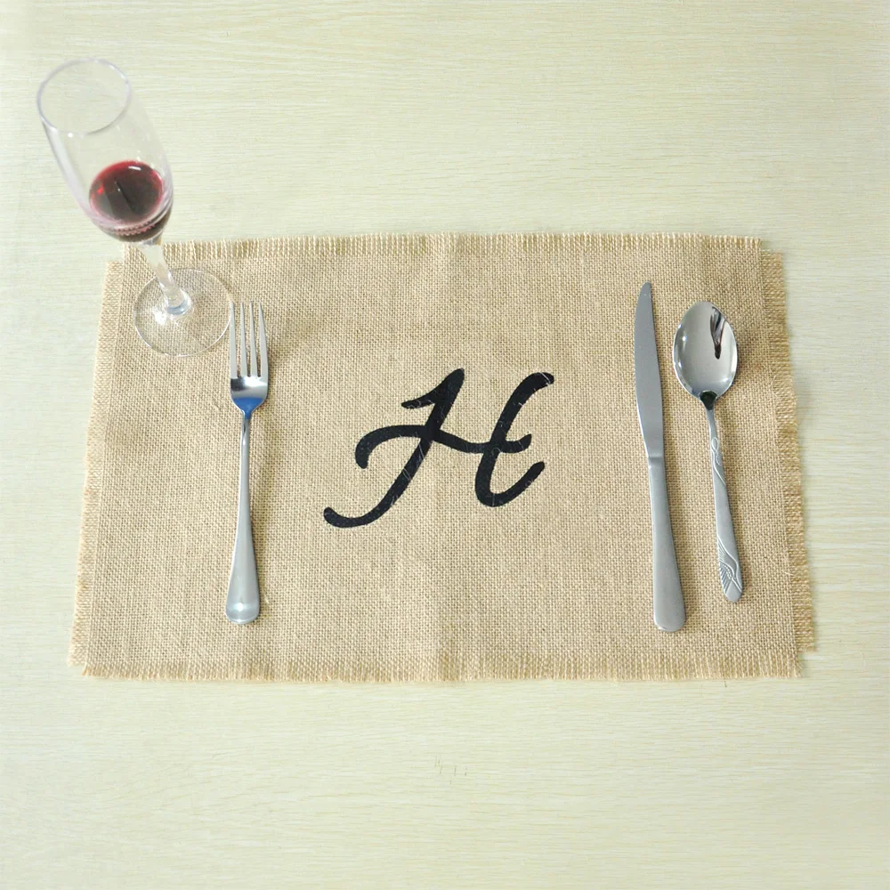 Burlap Placemats Monogram,Personalized Placemats,Wedding placemats,Custom Rustic Placemats