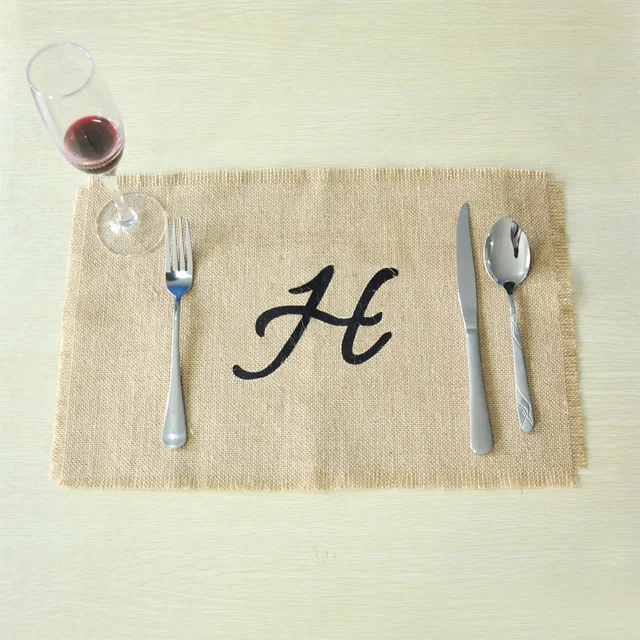 burlap placemats monogram personalized placemats wedding placemats