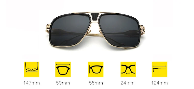 18K позолоченное квадратное Для мужчин солнцезащитные очки Для женщин пара с плоским верхом Элитный бренд дизайнерские женские солнцезащитные очки оттенки Брэд Питт солнцезащитные очки
