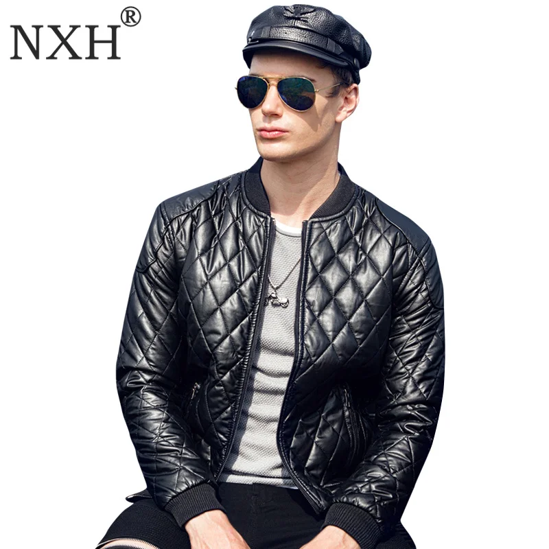 Argyle jaket для мужчин повседневное кожаная куртка Slim Fit Толстые бейсболка пальто