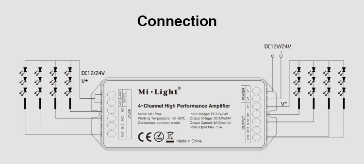 Бесплатная доставка Ми свет PA4 DC12V-24V 4 канала светодиодный использовать усилитель сигнала ШИМ контроллер MAX15A мощный для светодиодный