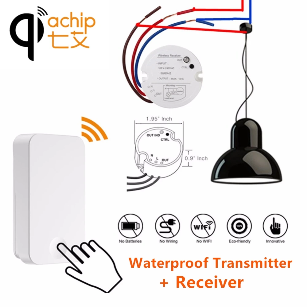 Qiachip Self Ed Wireless Switch Waterproof Transmitter Light Qiachip Self Ed Wireless Switch Waterproof Transmitter Light Wall Remotes 433mhz Rf Receiver Remote Control Kit For Lamp