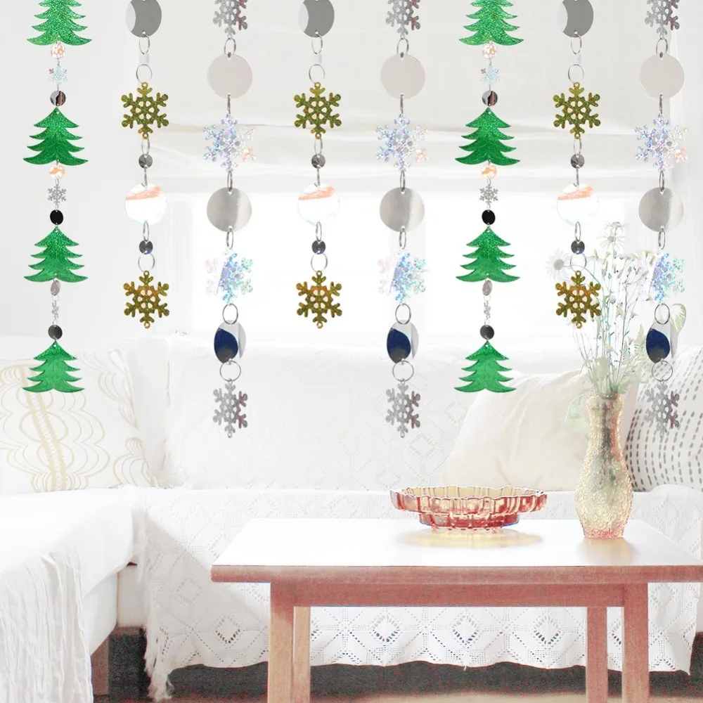 

OurWarm 5m DIY Interior Snowflake PVC Sequin Curtain Glitter Window Curtain Drop Home Festive Christmas Ornaments Decoration