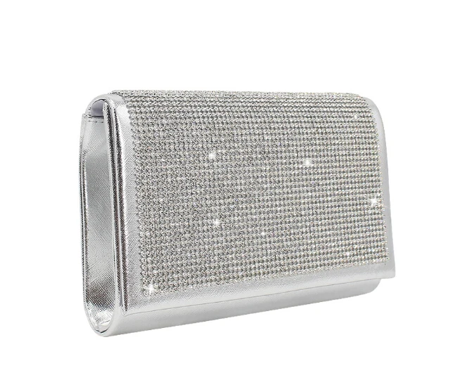 

Free shipping polyester square clutch with diamond evening bag Party package