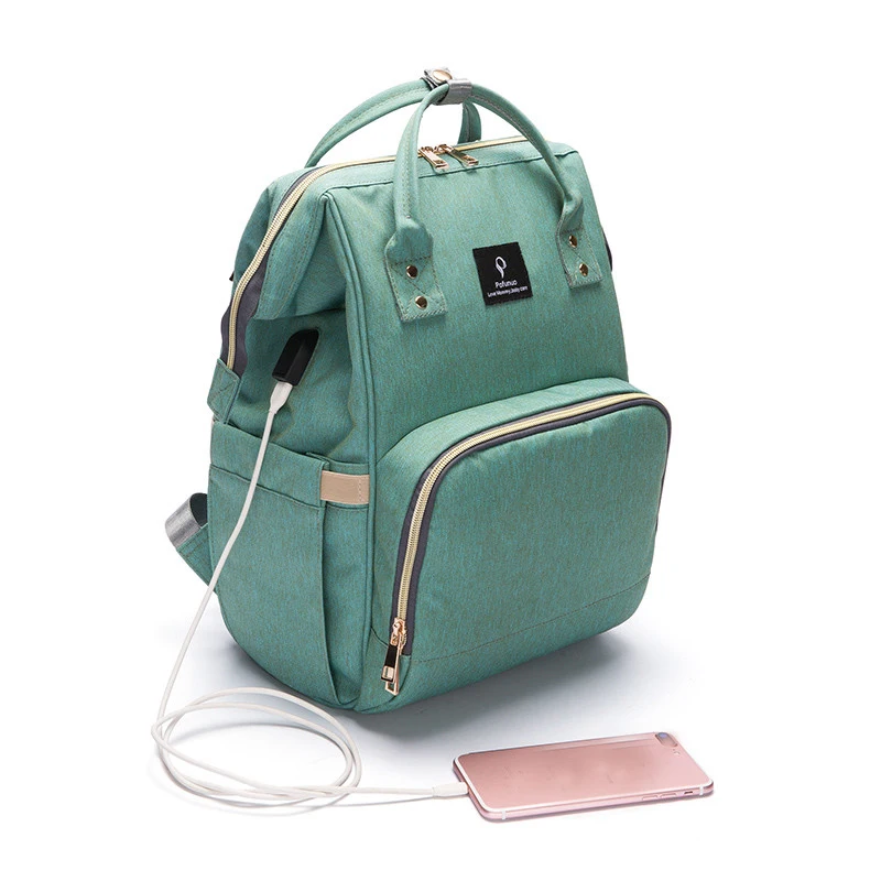 

2018 Backpack Women Travel Baby Diaper Bag with USB Interface Large Capacity Bag Women Waterproof Backpack Nylon Colorful