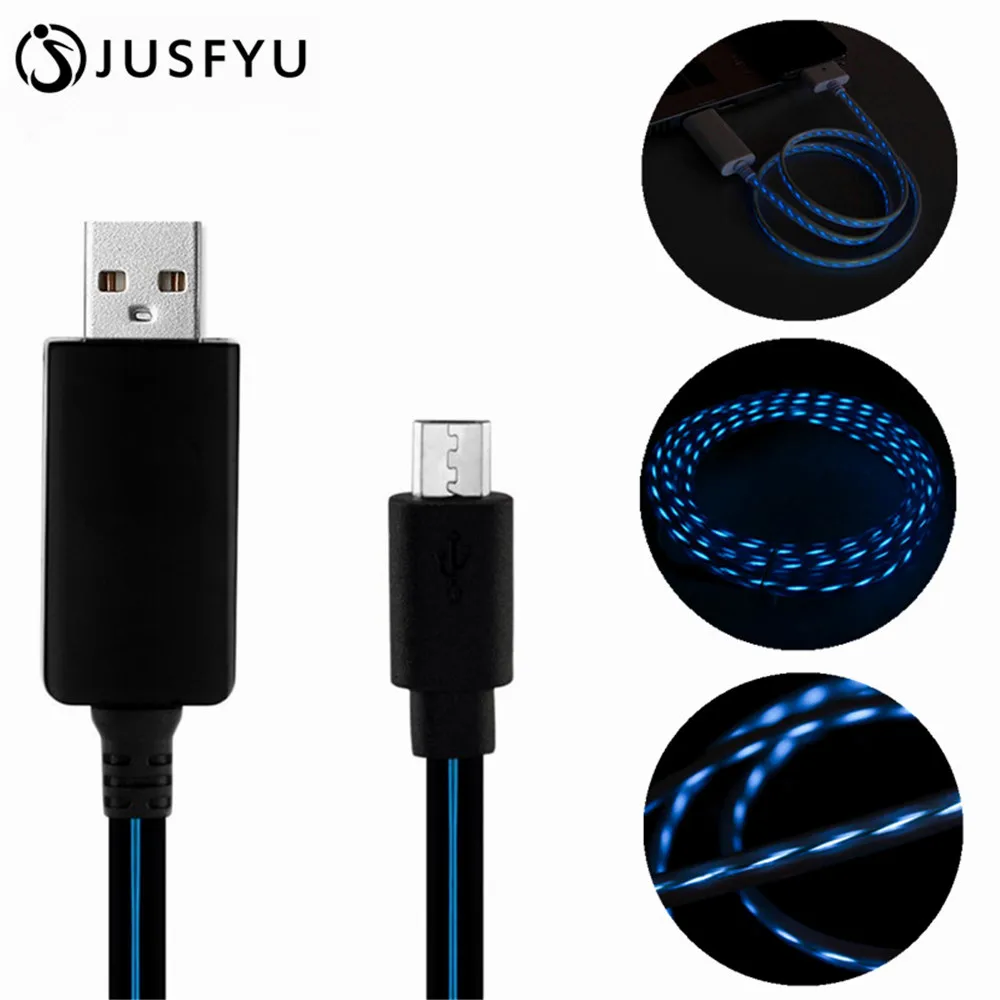 

LED Fast Charging Cable For iPhone Samsung Huawei Xiaomi LG Micro USB Type C Flowing Luminous Charge Cable Mobile Phone Charger