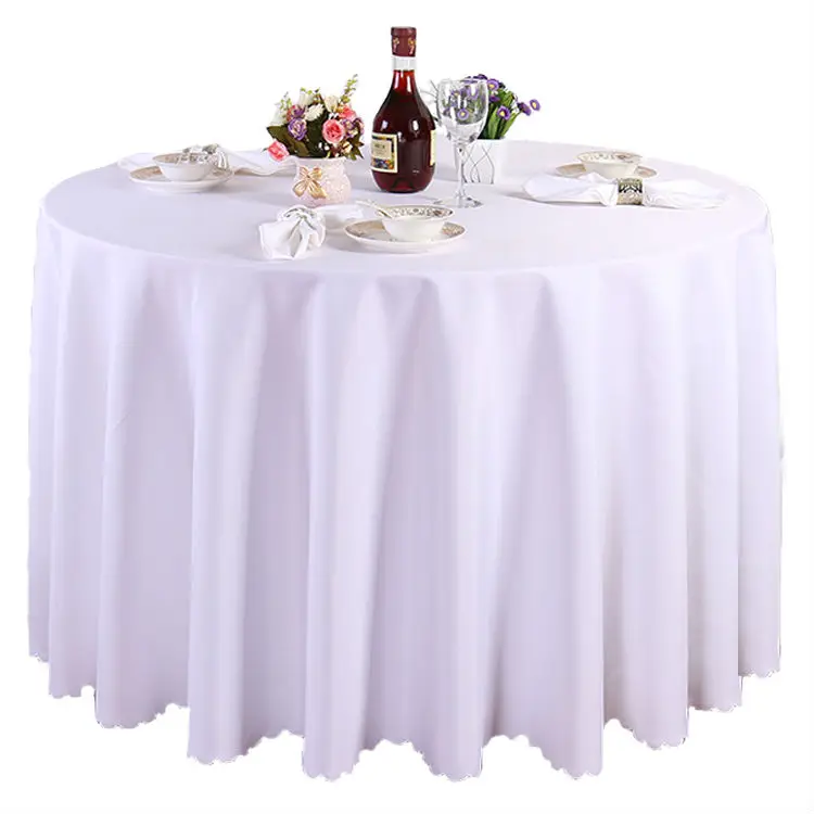 Free 10 Pieces 120 Inch White Polyester Round Tablecloth
