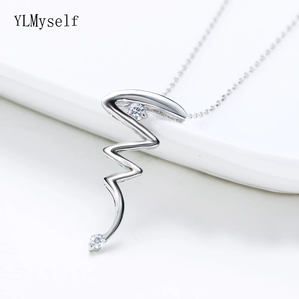 

Top quality Cool 925 Sterling Silver Choker Necklace White Cubic Zirconia Lightning design 925 silver Jewelry for Young lady