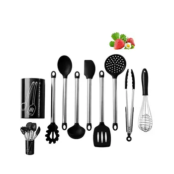 

9Pcs/Set Silicone Stainless Steel Kitchen Utensil Set Simple Exquisite Kitchen Ware
