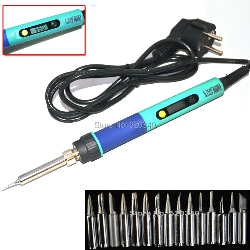 

EU plug 936d LCD Adjustable temperature Digital Electric Soldering station +17/pcs Solder tip Free shipping