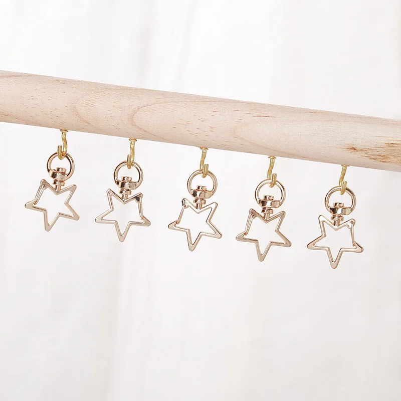 

5Pcs Gold Star Hook Keychain Lobster Buckle Pet DIY Handmade Label Quick Clip Metal Label Quick Clip Hot Sale Keychain