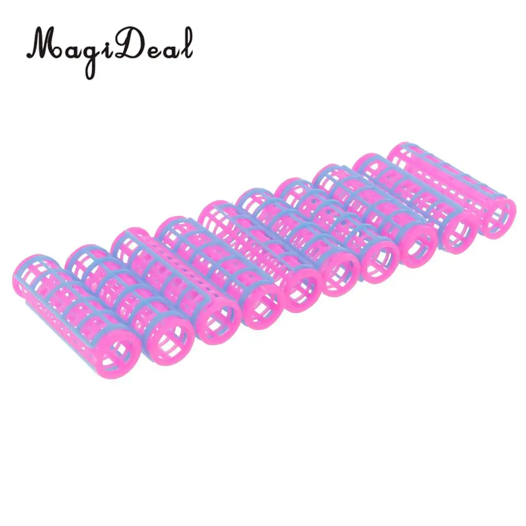 MagiDeal 10Pcs/Pack Plastic Hair Roller Curler for Dolls Make Up Accessories Dollhouse Decoration Girl Gift 2Colors