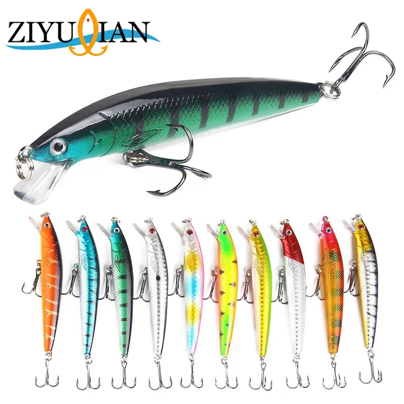 1Pcs Minnow Fishing Lure 3D Eyes 10cm 7g Wobbler Bass Pike Baits with 2 Hooks for Tackle Jerkbait Spinner | Спорт и развлечения