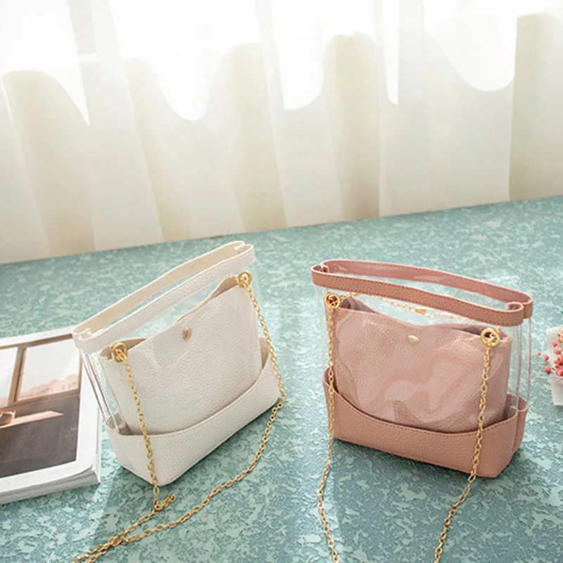 

Women Crossbody Bag Lichee Pattern Soft PU Leather Chains Composite Bag Popular