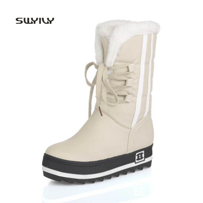 SWYIVY Women Toning Shoes Large Size 43 High-top Snow Boots Women 2018 New Winter Warm Velvet  Platform Women Winter Snow Boots