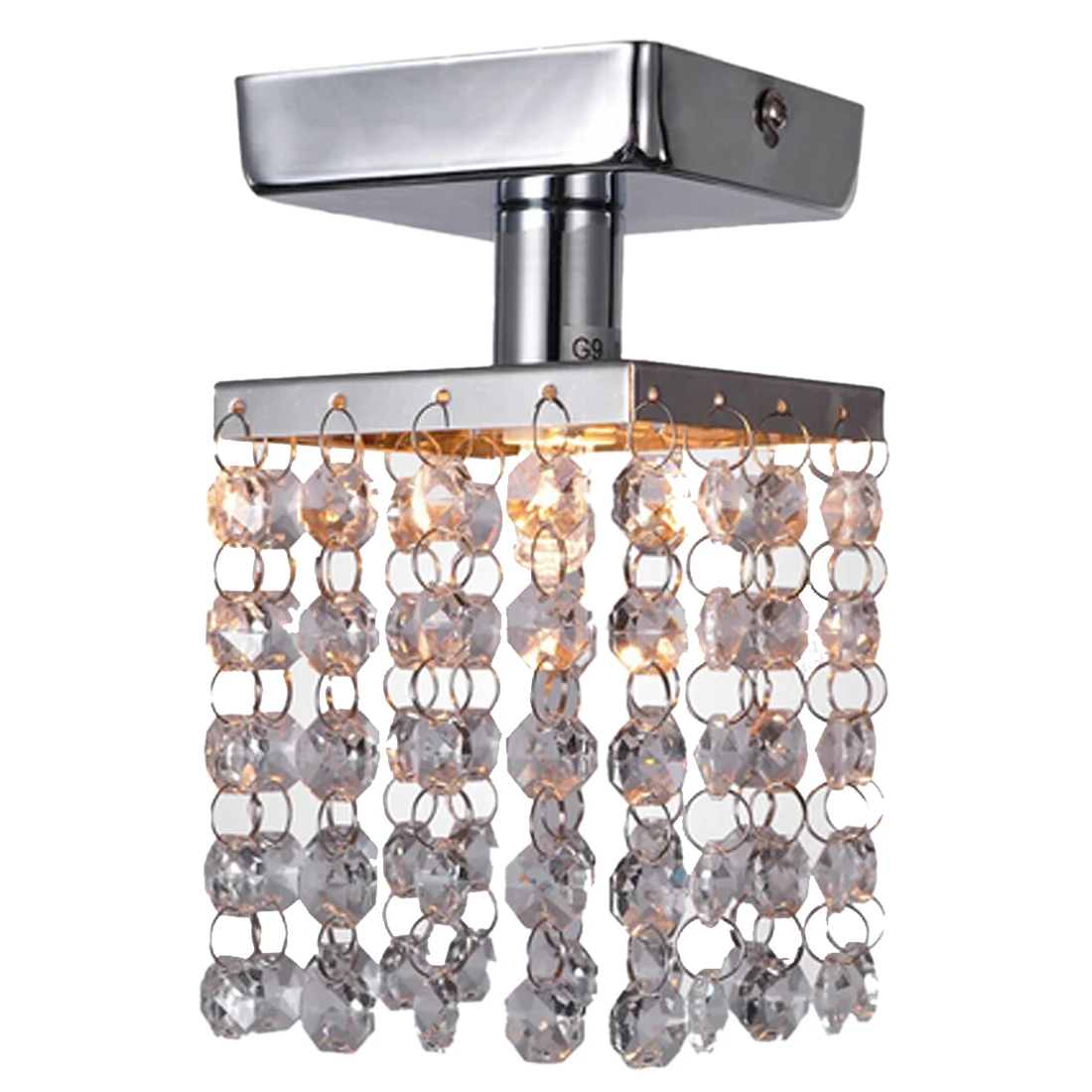 

Hot Sale 1 Light Mini Semi Flush Mount Crystal Pendant Chandeliers with Solid Fixture in Chrome Finish for Entry, Bedroom