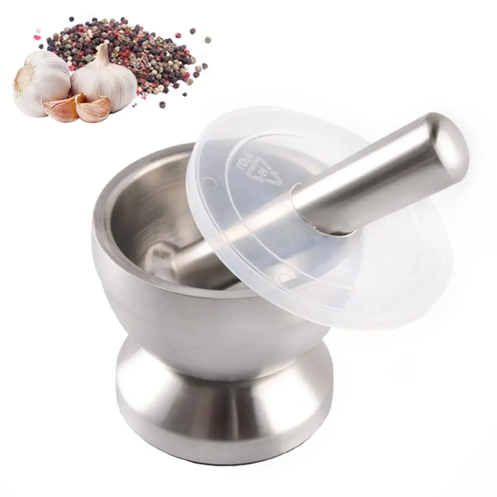 

Portable Practical Spice Grinder Multifunctional Garlic Press With Lid Eco-friendly Stainless Steel Anti Slip Household Supplies