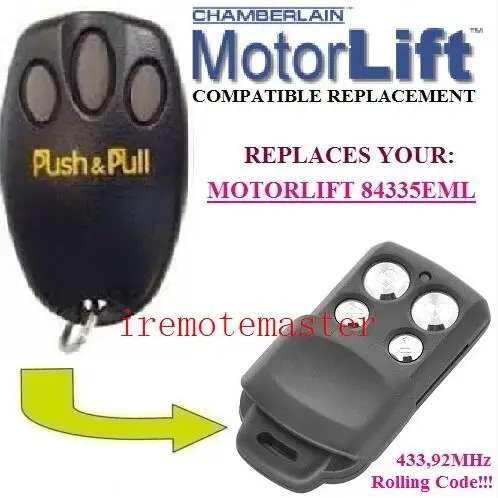 Motorlift replacement remote 84335EML 433,92mhz Rolling code DHL free shipping beninca to go2wv replacement remote control 433 92mhz rolling code dhl free shipping