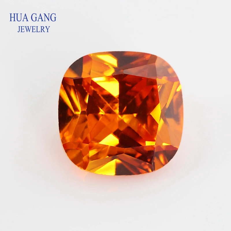 

3x3~15x15mm Orange Color Cushion Cut Shape Loose CZ Stone Beads Brilliant Cut 5A Synthetic Gems Cubic Zirconia For Jewelry