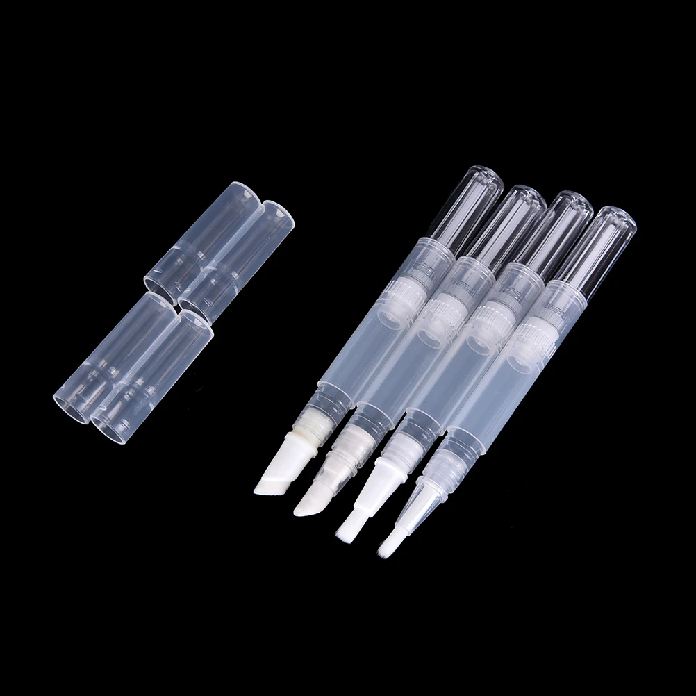 

5Pcs 3ml Clear Twist Pen With Brush Tip Empty Lip Gloss Pen Eyelash Nail Oil Liquid Tube Cosmetic Container Travel Kit White Cap