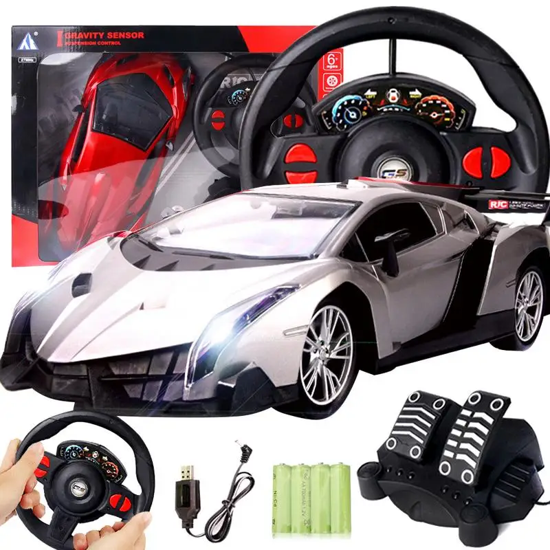 1 компл., симулятор игры, руль, 1:12, гравитационное зондирование, четырехполосный пульт дистанционного управления, игрушечный автомобиль+ руль+ педаль, детский геймпад, игрушки - Цвет: Silver