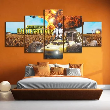 

5 Piece PUBG Explosion Canvas Art Decorative Paintings for Bedroom Wall Decor Game Poster