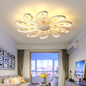 

DX Modern Led Ceiling Lights Luminaire For Living Room Bedroom Crystal Decor Remote Control Lamp Diamond Flower Dimmable Lustre