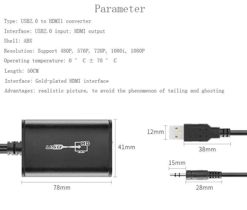 USB2.0 в HDMI HD конвертер, внешний графика, выключатель USB HDMI, 6-экран многофункциональный расширения