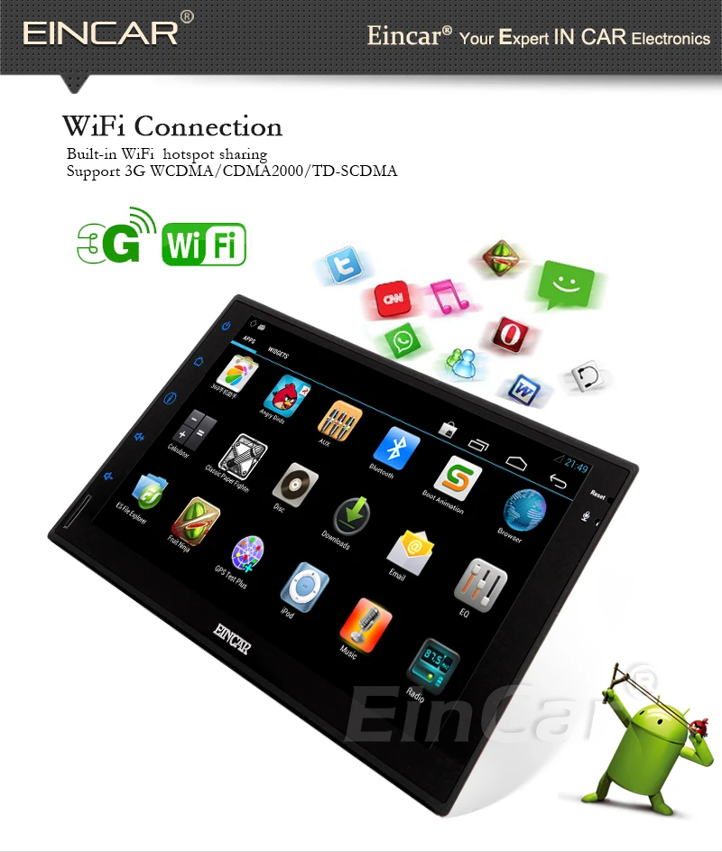 Top Android 5.1 Map No-DVD Tablet GPS WiFi EQ 4-Core 7" Auto Car Stereo APP CD Autoradio Video Radio SD 1080P 3