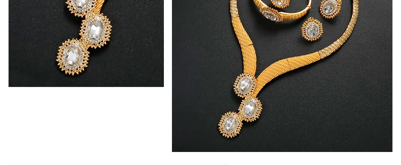 CWEEL Jewelry Sets Bridesmaids Luxury African Beads Jewelry Set in Gold Color Party Jewerly Sets Choker Womens Costume Jewelry (3)