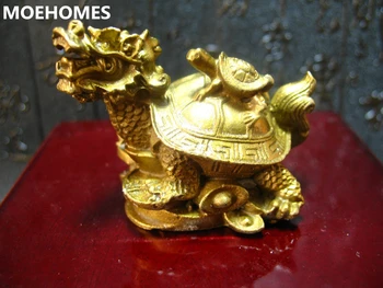 MOEHOMES China fengshui brass dragon turtle Tortoise wealth lucky statue Metal crafts Home decorations metal handicraft