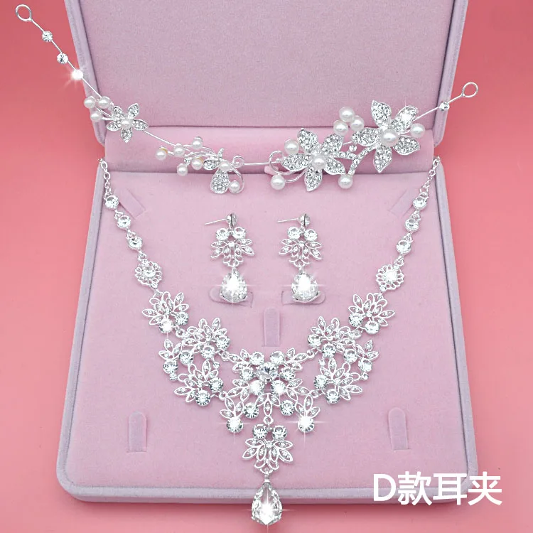 Moda de Cristal Do Casamento Conjuntos De Jóias de Noiva Tiara Coroa Brinco Colar Mulheres Prom Pageant Set Jóias Enfeites de Cabelo de Noiva (5)