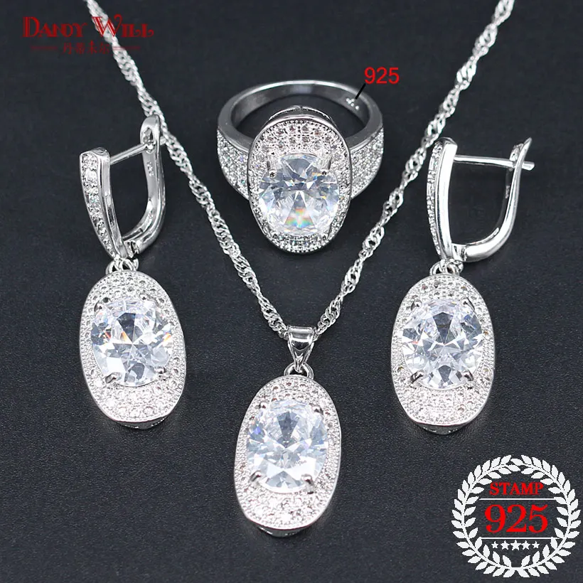Silver 925 Bridal Jewelry White Australian Crystal Bridal Jewelry Sets