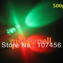 500 шт 5 мм мигающий красный/зеленый флэш-светодиодный 5 мм мигает красный/зеленый светодиодный 5 мм круглые прозрачные Bi-Цвет с красными вспышками Круглый/зеленая LED-лампа