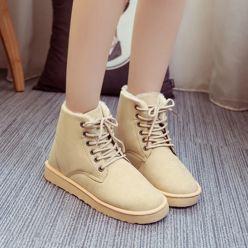 

Shoes Women Snow Boots Suede Winter Boots Warm Fur Plush Insole Ankle Boots Women Shoes Lace-up Botas Mujer